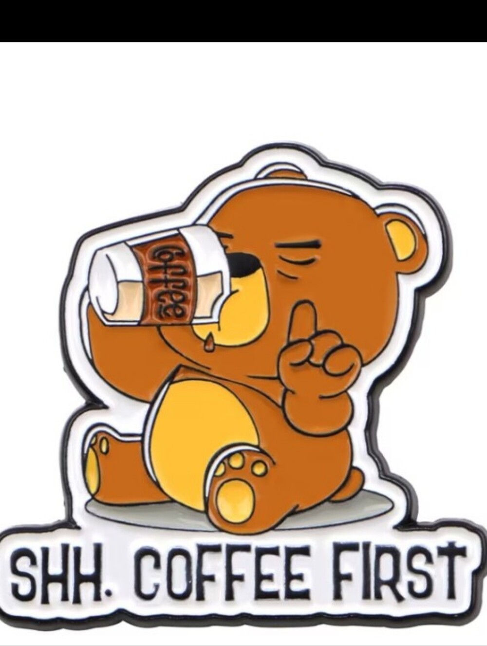 Bear Coffee Pin - Brown Coffee First Decal